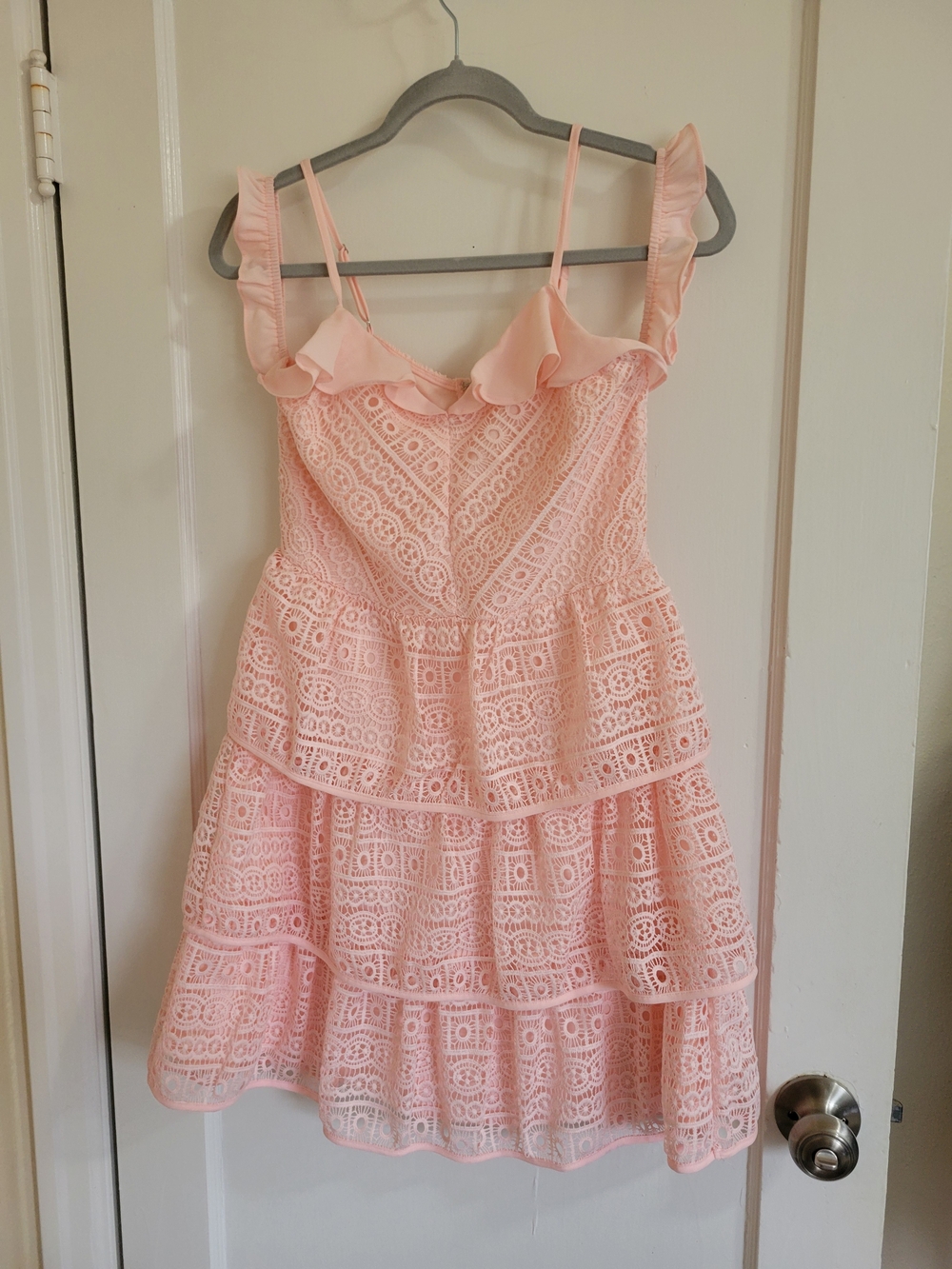 NWT Andree By Unite Pink Tiered Crochet Lace Mini Dress
